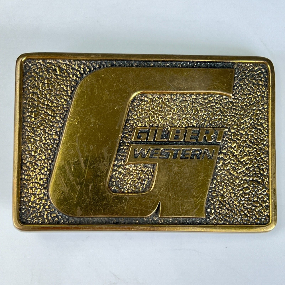 1981 Gilbert Western Brass Belt Buckle - BTS Buckle - Made in USA